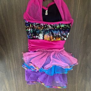 Child Small competition dance rainbow candy costume